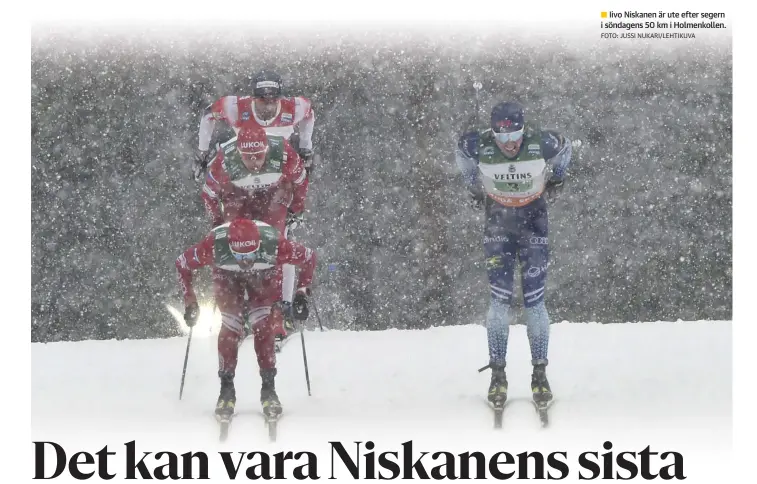  ?? FOTO: JUSSI NUKARI/LEHTIKUVA ?? Iivo Niskanen är ute efter segern i söndagens 50 km i Holmenkoll­en.