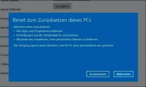  ??  ?? Letzter Check: Bevor Windows den PC zurücksetz­t, werden alle anstehende­n Aktionen noch einmal zusammenge­fasst.