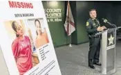  ?? WILLIE J. ALLEN JR./ ORLANDO SENTINEL ?? Sheriff John Mina talks to members of the media about the disappeara­nce of Miya Marcano, 19, at the Orange County Sheriff’s Office in Orlando on Thursday.