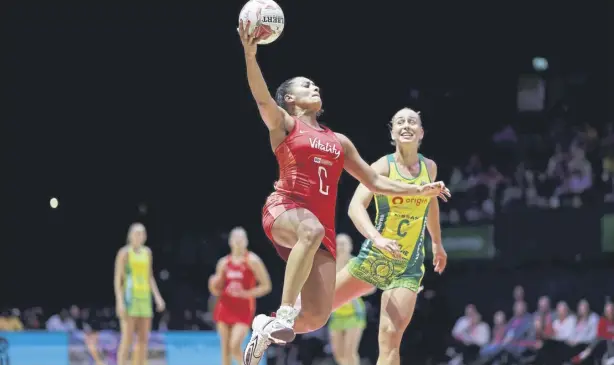  ?? ?? Imogen Allison in action during the Vitality Netball Nations Cup match between England Vitality Roses and Australia Origin Diamonds. Pic: Charlie Crowhurst/Getty Images for England Netball.