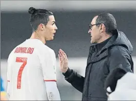  ?? FOTO: GETTY IMAGES ?? Cristiano Ronaldo y Sarri
El técnico habló ayer sobre el astro portugués