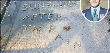  ??  ?? UPLIFTING Inset Graham Culton and some of his stone messages that he has left across Portsmouth