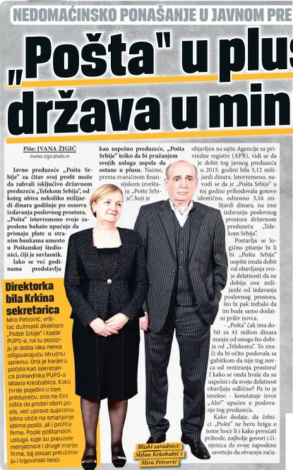  ??  ?? Bliski saradnici: Milan Krkobabić i
Mira Petrović