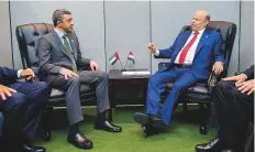  ??  ?? UAE Foreign Minister Shaikh Abdullah Bin Zayed Al Nahyan in a meeting with Yemen’s President Abd Rabbo Mansour Hadi on the sidelines of the UNGA gathering in New York.