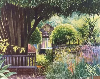  ?? ?? Liz Butler Chelsea Physic Garden, watercolou­r, 271/2339in (70399cm)