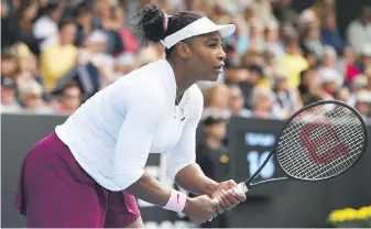  ?? CHRIS SYMES/PHOTOSPORT VIA AP ?? Serena Williams competes at the ASB Classic in Auckland, New Zealand, on Tuesday. Williams, who has been in the public eye since she was a teen, knows the price of fame well. “People have been talking about my body for a really long time,” she told The Fader in 2016.