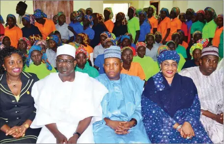  ??  ?? L-R: Chief Medical Director, Department of State Services (DSS) Medical Centre, Dr. Ann Okorafor; Senator Mohammed Ali Ndume; Borno State Governor, Kashim Shettima; Minister of Women Affairs, Jummai Alhassan; and Senator Baba Kaka Bashir Garba, when...