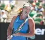  ?? THOMAS PETER / REUTERS ?? Coco Vandeweghe reacts during her quarterfin­al victory over Garbine Muguruza on Tuesday.