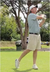  ?? ?? André Fourie keeps his eye on the ball after tee off.