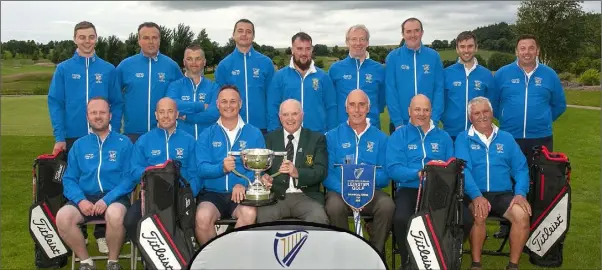  ??  ?? The winning team from Enniscorth­y, front (from left): Brian Sinnott, Eddie Balfe, John Byrne, team manager, Joe McNamara, Honorary Secretary of Leinster Golf, Club Captain, Tim Morrissey, Denis Dunbar and Liam Dunbar. Back: Charlie Hogg, James Sheridan, Denis Dunne, Thomas Kielthy, Davie Murphy, Fintan O’Sullivan, Eddie Doyle, Anthony Byrne and Nicholas Cahill.