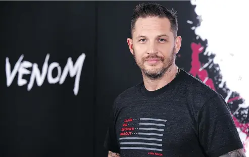  ?? — THE ASSOCIATED PRESS FILES ?? Actor Tom Hardy tries out an American accent in his new film Venom.