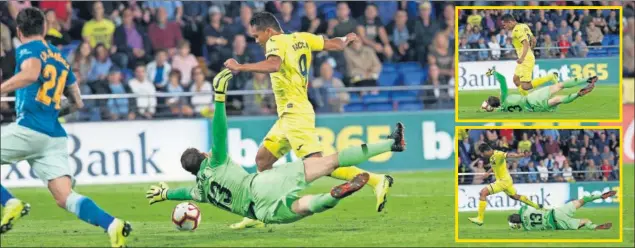  ??  ?? OTRO PARADÓN DE OBLAK. Bacca se escapaba en una contra, solo ante Oblak. El colombiano intentó regatear al esloveno, que rectificó en el suelo y sacó su mano milagro.