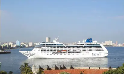  ??  ?? THE CARNIVAL cruise ship ‘Adonia’ arrives from the US at Havana Harbor in Cuba in 2016.