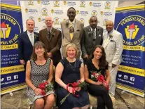  ?? PHOTO COURTESY JOE TOWNSEND ?? Pa. Sports Hall of Fame Delaware County Chapter inductees: Front row (from left) Michele Doyle, Maureen Logan, Jill Davis. Back Row: Michael “Duke” Callahan, Michael Mullan, Wilbur Kirkland, Charles “Buff” Kirkland and Harry Jones. Missing from the photo is Brett Moyer.