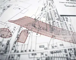  ?? BRENDAN AHERN/THE NEWS ?? Schedule B of the 2016 Land Use bylaw shows subsidence zones in Westville and Stellarton.