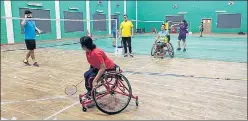  ?? SOURCED PIC ?? Indian para-badminton team players in action during a training session in Lucknow on Thursday.