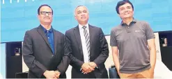  ?? PHOTO: SAGGERE RADHAKRISH­NA ?? From left: Infosys COO U B Pravin Rao, CEO & MD Salil Parekh and CFO M D Ranganath at a press conference to announce the company’s quarterly results at the Electronic City campus in Bengaluru on Friday