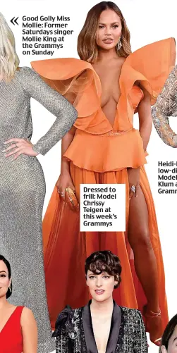  ??  ?? Dressed to frill: Model Chrissy Teigen at this week’s Grammys