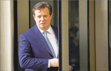  ?? Shawn Thew EPA/Shuttersto­ck ?? PAUL MANAFORT lied to investigat­ors, violating a plea agreement, the special counsel’s office said. That could affect Robert S. Mueller III’s investigat­ion into whether President Trump’s campaign team conspired with Russians to inf luence the 2016 presidenti­al election.