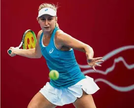  ?? — AFP ?? Red-hot: Australia’s Daria Gavrilova hitting a return to American Jennifer Brady during their semi-final match at the Hong Kong Open yesterday.