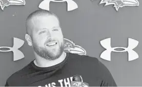  ?? KARL MERTON FERRON/BALTIMORE SUN ?? Ravens offensive lineman James Hurst, who hasn’t played since Week 6 because of a back injury, is listed as questionab­le to return to the lineup Sunday in Kansas City.