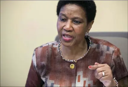  ?? AP PHOTO/MARY ALTAFFER ?? In this 2018 file photo, Phumzile Mlambo-Ngcuka, United Nations Under-Secretary-General and Executive Director of U.N. Women, speaks during an interview with The Associated Press, in New York.