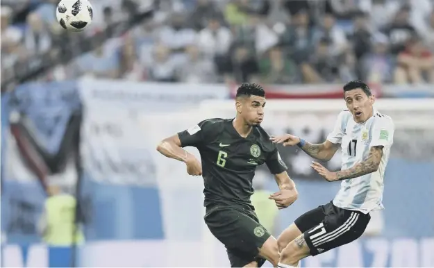  ?? ?? 0 Rangers defender and World Cup veteran Leon Balogun is seen here in action for Nigeria against Argentina’s Angel Di Maria at the 2018 World Cup Finals in Russia