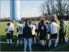  ?? KEV HUNTER/MEDIANEWS GROUP ?? Pennridge huddles during its District 1-4A battle with Neshaminy on Saturday.