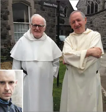  ??  ?? Fr Paul Lawlor and Fr Jim Donleavy outside the church of Mary Magdalene in Drogheda and inset, Fr Paul’s nephew, Tom Vaughan Lawlor.