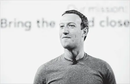  ?? THE ASSOCIATED PRESS FILE PHOTO ?? Facebook CEO Mark Zuckerberg is being criticized for the company’s response to the Cambridge Analytica scandal.