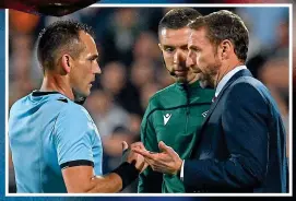  ?? EPA ?? Crisis talks: Southgate in discussion with ref Bebek