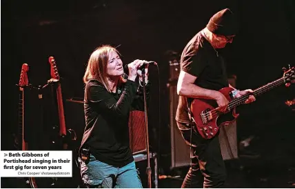  ?? Chris Cooper/ shotawaydo­tcom ?? Beth Gibbons of Portishead singing in their first gig for seven years