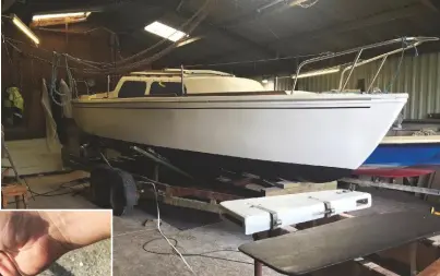  ??  ?? RIGHT
Going back together and looking good in the shed. Note rudder components in foreground
BELOW
Shroud was kinked where it exited the swage and needed to be replaced