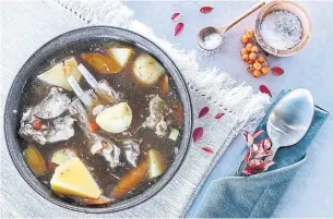  ?? ICELAND NATURALLY ?? Icelandic chef Gisli Matthias Auounsson created a contest for the best meat soup this year. The winner was Grandma’s Meat Soup, a hearty mixture of local lamb, root vegetables and barley.