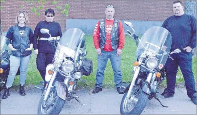  ?? NIKKI SULLIVAN/CAPE BRETON POST ?? Gina Basso, Sandra Rugby, Mike Basson and Riley Morrison are just a few of the bikers ready to take to the streets Wednesday in support of victims of bullying.