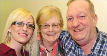  ??  ?? Mags Grimes, Geraldine Murphy and Gerry Grimes at Ciaran McKeown’s 21st birthday party in Dowdallshi­ll GFC Community Centre.