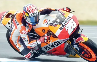  ?? — AFP photo ?? Repsol Honda Team rider Dani Pedrosa of Spain rides in the third practice session of the Australian MotoGP Grand Prix at Phillip Island on October 21, 2017.