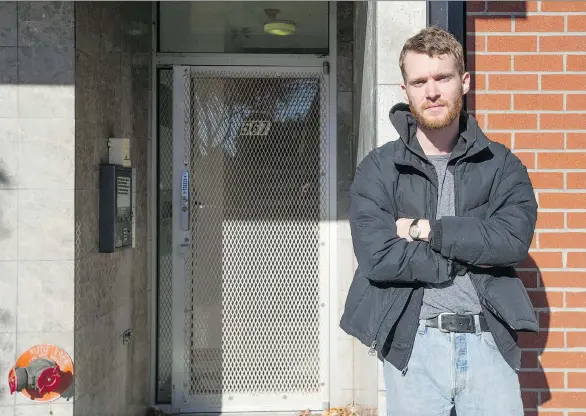  ?? JASON PAYNE ?? Liam McClure of the Vancouver Tenants Union says he would like to see the budget include provisions such as rent freezes, action on renovictio­ns and more social housing.