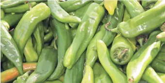  ??  ?? Green chile season is here. Get yours fresh or roasted at Apple Annie’s in Willcox.