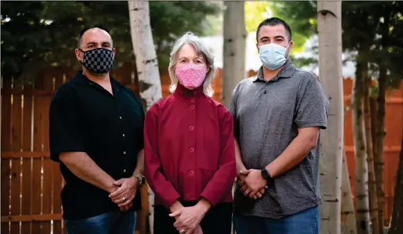  ??  ?? Photo (left to right) Simon Torrez, CEO, Mary McPhail Gray, Board Chair, Eric Mares, Clinical Director