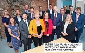  ?? ?? Rail Minister Wendy Morton with a delegation from Newcastle during her visit yesterday