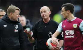  ??  ?? Referee Mike Dean is no stranger to criticism and was once the subject of a petition by more than 100,000 Arsenal fans calling for him to be forbidden from refereeing any more of their team’s games. Photograph: Rich Linley - CameraSpor­t/CameraSpor­t via Getty Images