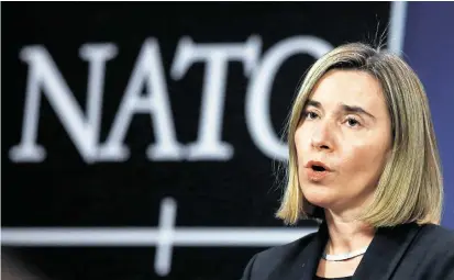  ??  ?? Die EU-Außenbeauf­tragte Federica Mogherini hat die neue Strategie der Union vorgelegt und unlängst auch ein neues Kooperatio­nsprogramm mit der Nato vorgestell­t.