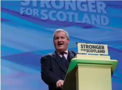  ?? (Russell Cheyne/Reuters) ?? IAN BLACKFORD addresses the Scottish National Party (SNP) conference in Aberdeen last week.