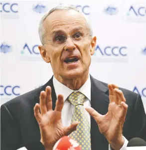  ?? JOEL CARRETT / AAP IMAGE VIA THE ASSOCIATED PRESS FILES ?? Australian Competitio­n and Consumer Commission chairman Rod Sims says he’s skeptical of Facebook’s argument that news delivers little economic value,
and expects his new media code to start balancing the equation.