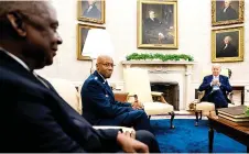  ?? ?? President Biden meets with Austin and Gen. Charles Q. Brown Jr., chairman of the Joint Chiefs of Staff, at the White House in October.