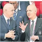  ?? FOTO: DPA ?? Fifa-Präsident Gianni Infantino (l.) und Bernd Neuendorf.