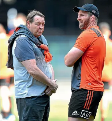  ??  ?? All Blacks coach Steve Hansen, left, appointed Kieran Read captain of the All Blacks after Richie Mccaw retired following the 2015 World Cup.