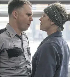  ?? FOX ?? Both Sam Rockwell, left, and Frances McDormand won Golden Globes for their performanc­es in Three Billboards Outside Ebbing, Missouri, though the racist deputy Rockwell portrays is considered problemati­c by critics of the film, who object to, among...