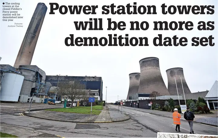  ?? Pictures: Andrew Teebay ?? ● The cooling towers at the closed Fiddler’s Ferry power station will be demolished later this year